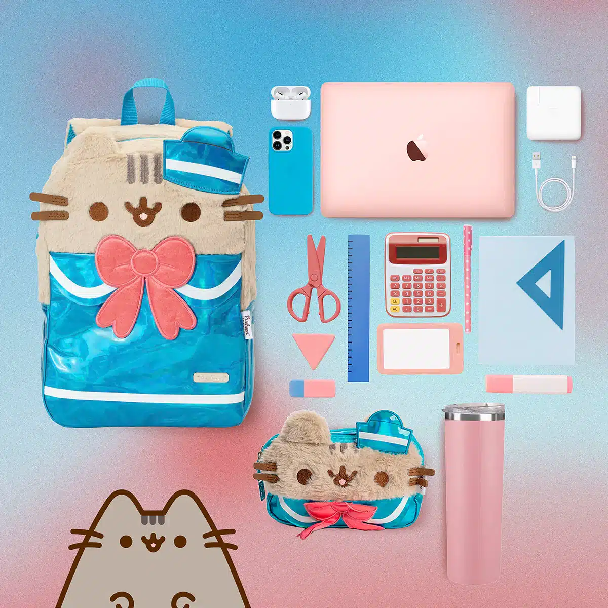 Mochila Gato Pusheen The Cat Marinero Azul Celeste Sailor - Imagen 7