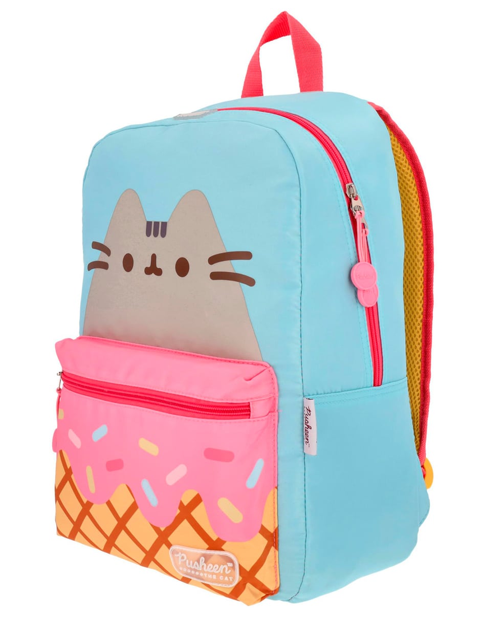 Mochila Escolar Gato Pusheen The Cat Helado Menta Y Fresa - Imagen 4