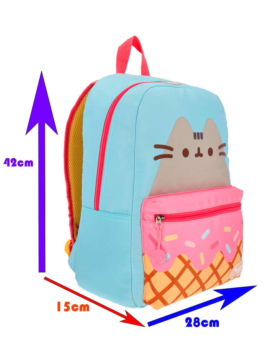 Mochila Escolar Gato Pusheen The Cat Helado Menta Y Fresa - Imagen 7